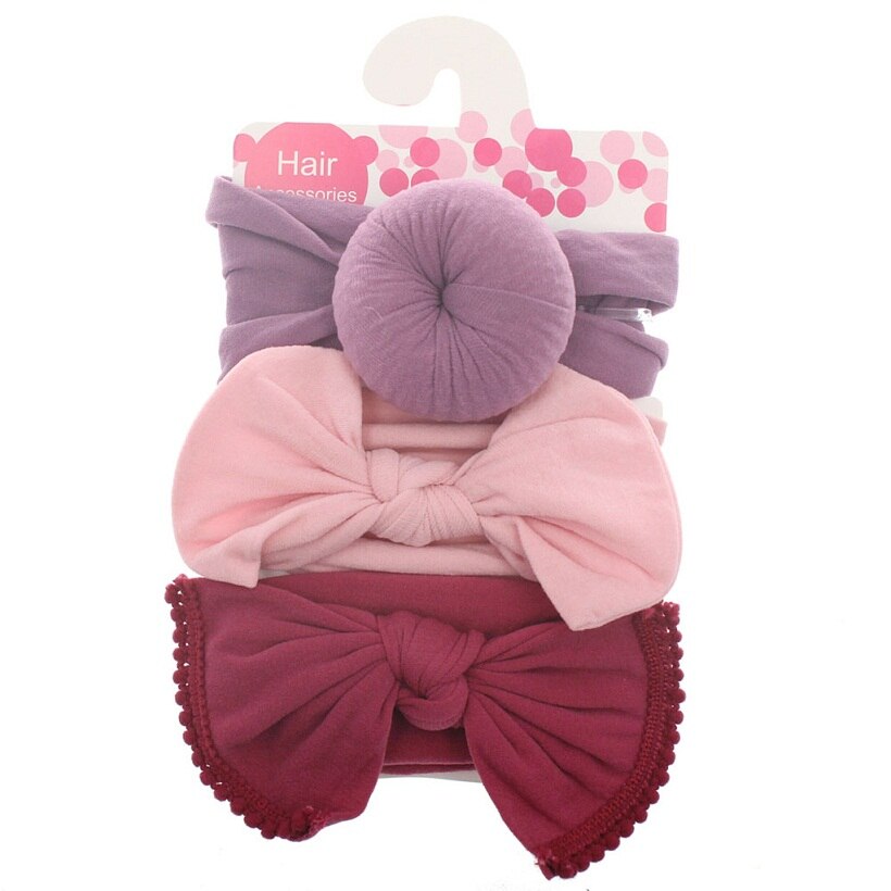 3 pièces/ensemble bandeau en Nylon solide bandeau pour enfants mignons filles cheveux filles Turban bandeau enfants doux coton bandeau: 13