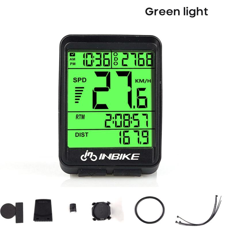 Inbike IC32 Waterdichte Fiets Computer Met Achtergrondverlichting Draadloze Bedrade Fietscomputer Fiets Snelheidsmeter Kilometerteller Stopwatch: green light