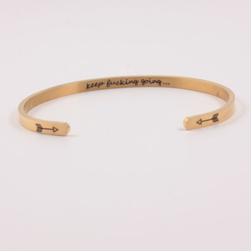 Cor de ouro inspirador mantra pulseiras pulseiras motivacional amigo incentivo jóias mantra pulseira para presente masculino: keeping going