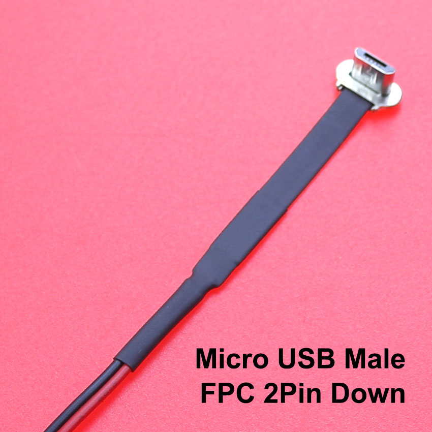 Conector Micro USB tipo C FPC 2 pines 3 pines con resistencia R1 Cable plano suave Cable de carga macho extensión de Cable de carga rápida para teléfono: Verde