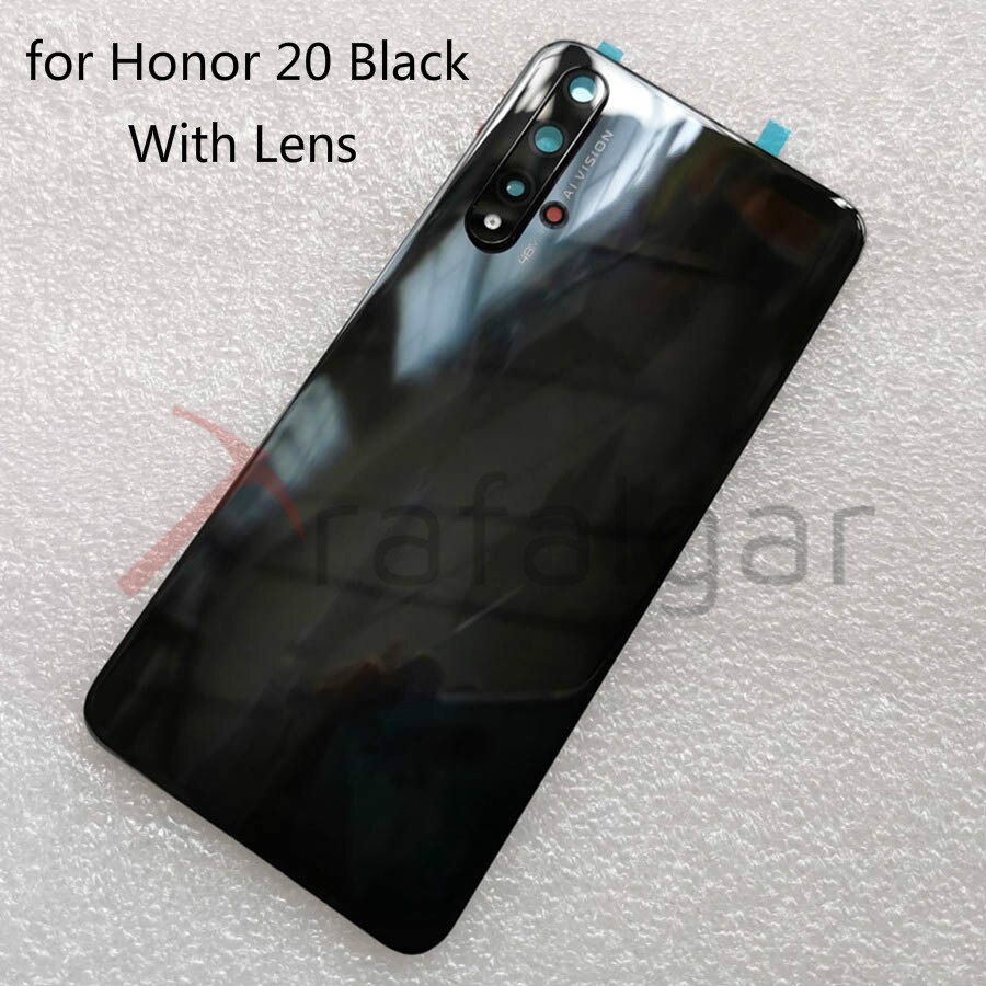 Per Huawei Honor 20 Della Copertura Posteriore Della Batteria Honor 20S 10i 20i del Pannello Di Vetro Posteriore del Portello Custodia Honor 20 pro Della Copertura Posteriore + Obiettivo Della Fotocamera: for Honor 20 Black