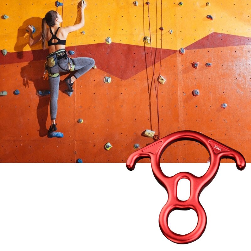 50KN al aire libre de aleación de magnesio de escalada en roca 8 anillo de escalada en roca de cuerno de buey de rappel dispositivo lento gancho escalada Descender