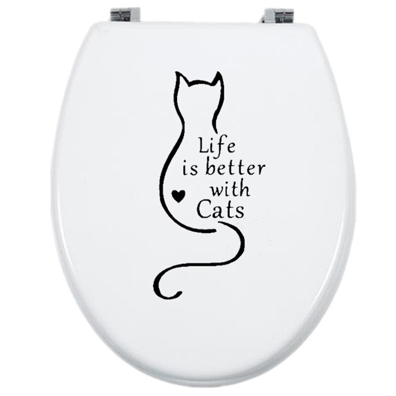 Toilet klistermærker kat bogstaver aftagelige et stykke vandtæt maleri vinyl klistermærke diy boligindretning til wc bil væg kunst indretning