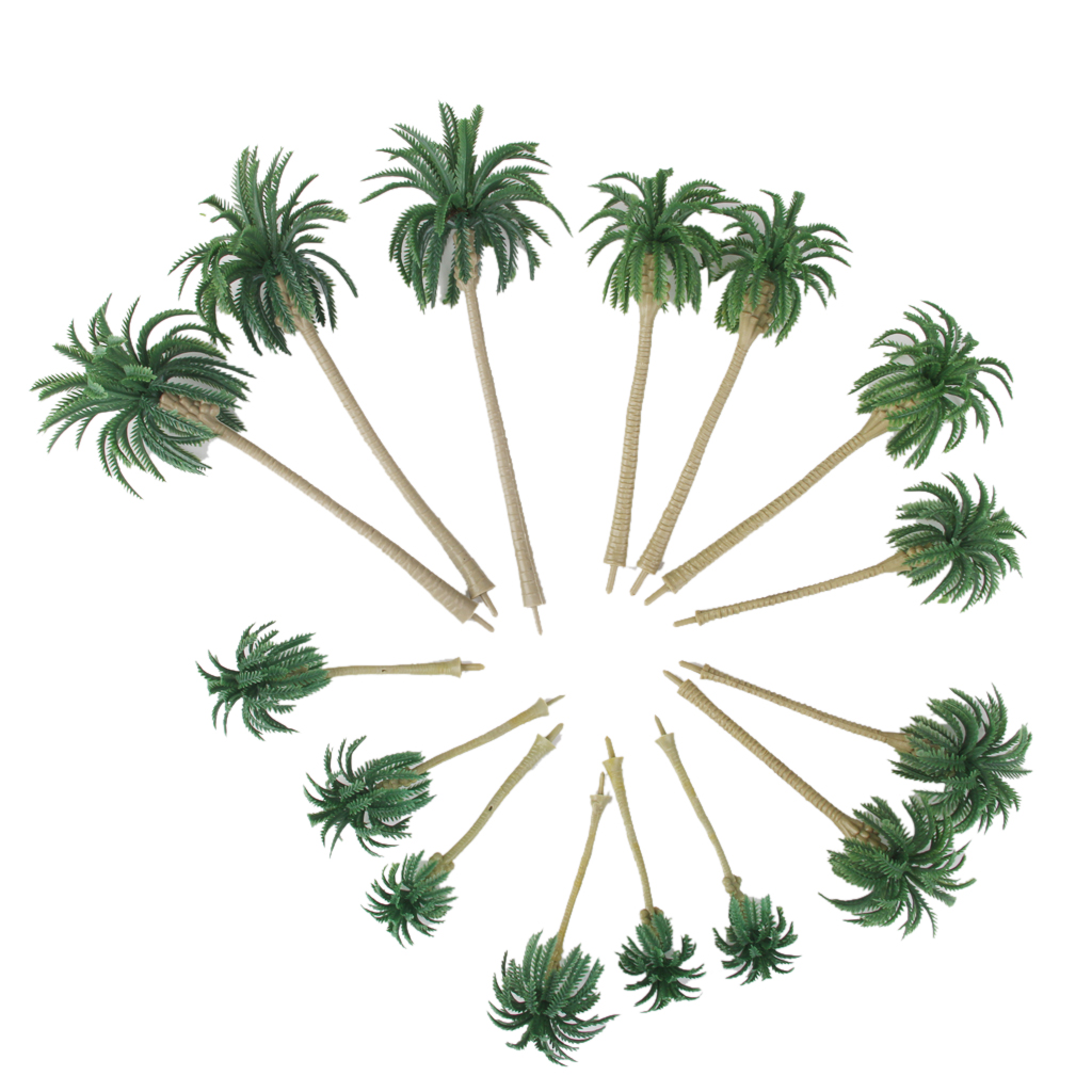 15 Plastic Model Coconut Palm Trees Rain Forest Beach Diorama Scenery HO N Z Model Trees Green Palm Trees Model Building Kits