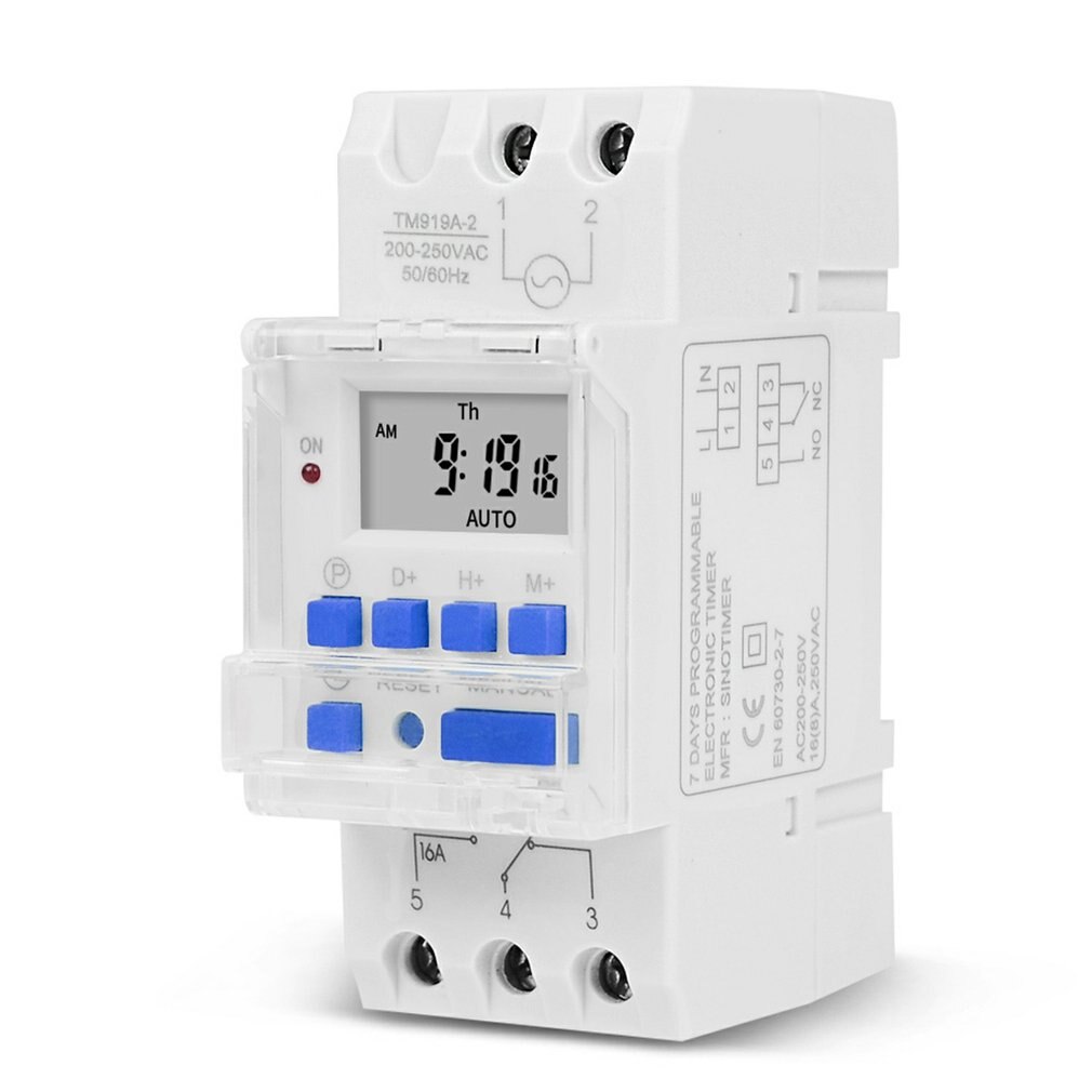 16A DIN RAIL Mount Electronic 7 Days Programmable Digital Industrial Time Switch Relay Timer Control: 220V  AC blue