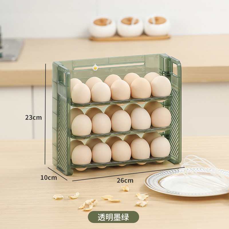 30 Roosters Ei Opbergdoos Koelkast Omkeerbare Kartonnen Huis Keuken Lade Multi-Layer Rack Organizer Timing Houder Container Bak: Black