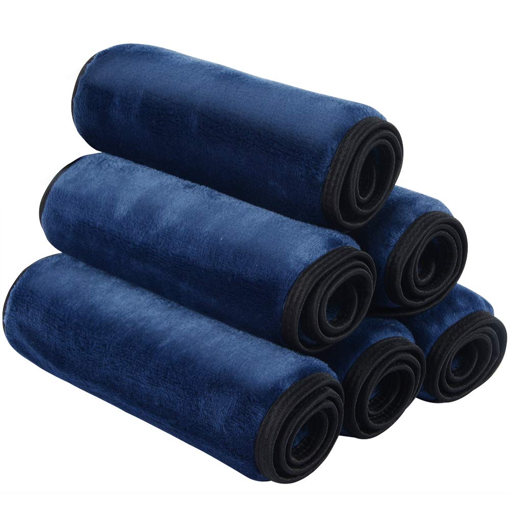 Sinland Washable Microfiber Facial Cloth Washcloth Soft Reusable Fiber Makeup Remover Cloth 4 Pack 12Inx12In Black