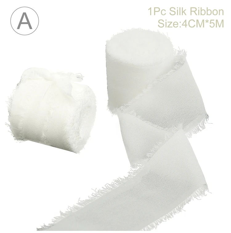 DIY randen chiffon zijdeachtige linten bruiloft uitnodiging boeket stof 4cmx5m kerstversiering cadeauverpakking: Black