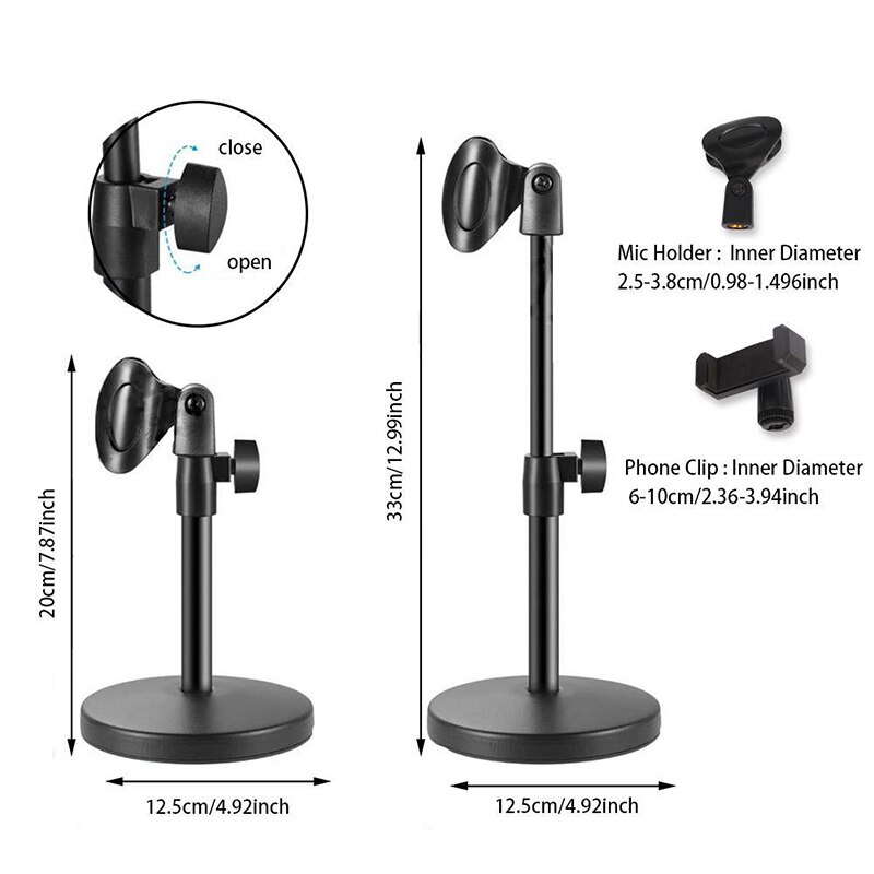 Verstelbare Microfoon Standhouder Desktop Microfoon Stand Opgewaardeerd Tafel Mic Stand met Microfoon Clip