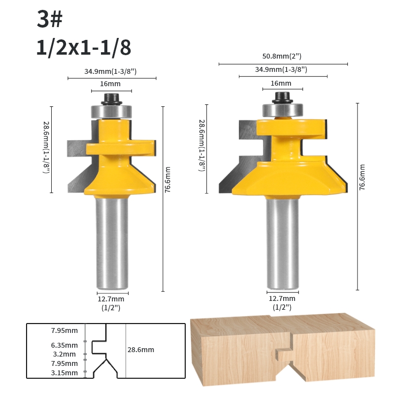 YUSUN 2 STKS Stile & Rail Assembleert Router Bit Houtbewerking Frees Voor Hout Gereedschap: 36Mm