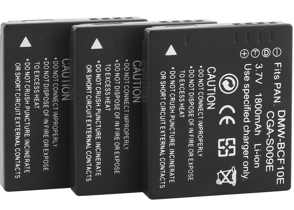 DMW-BCF10E Battery &amp; Charger voor PANASONIC Lumix DMC-F2 DMC-FH3 FH20 FH22 DMC-FH20A DMC-FH20K DMC-FH20R DMC-FH20S DMC-FH20V: 3 battery