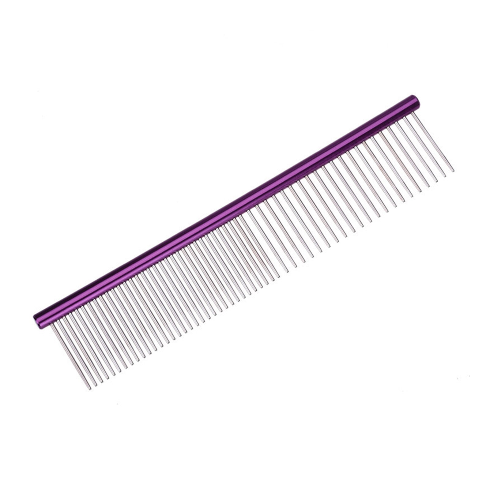 1 Pc Roestvrij Staal Huisdier Kam Met Verschillende Verdeeld Afgeronde Tanden Grooming Verwijder Knopen Professionele Shedding Tool: Paars