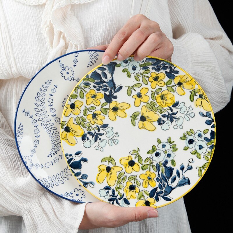 Plates Hand painted flower cake dessert plate plate set