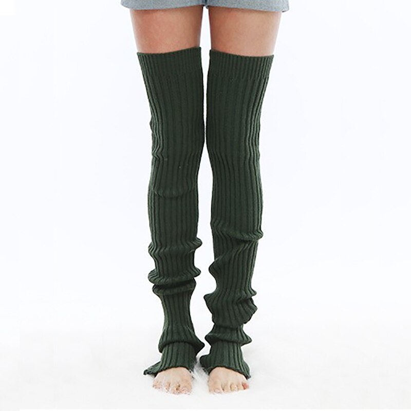 Winter Volwassen Gebreide Ballet Dans Beenwarmers Vrouwen 90Cm Lange Boot Over De Knie Gebreide Sokken Yoga Strakke Thermische: green / L