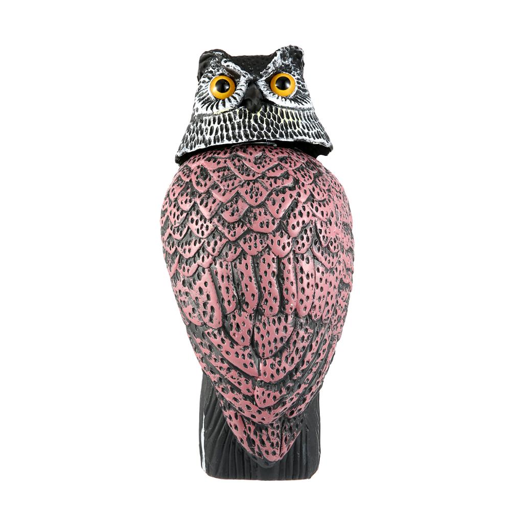 Bird Scarer 360°Rotate Head Sound Owl Decoy Protection Repellent Pest Control Scarecrow Garden Yard Move Decor