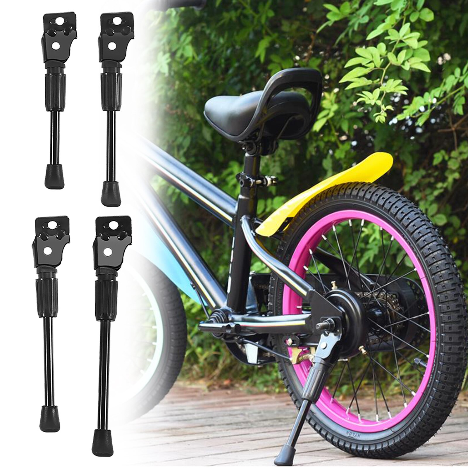 14/16/18/20 pulgadas negro bicicleta de los niños para pata de cabra lateral pie niños aparcamiento de bicicletas soporte de ciclismo pie de apoyo Brace piezas de bicicleta