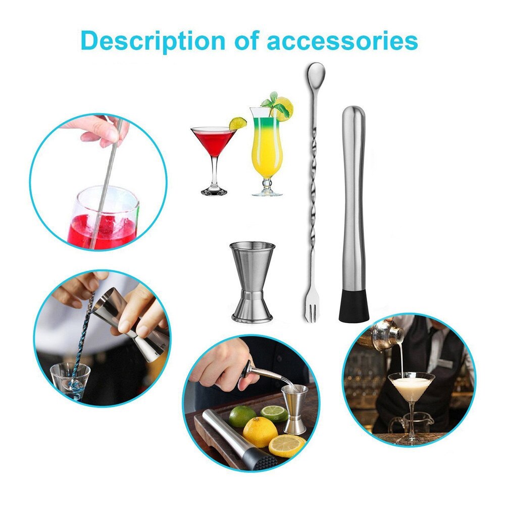 Muddler Bar Tool Cocktail Muddler Set With Muddler, Cocktail Spoon, Jigger G531