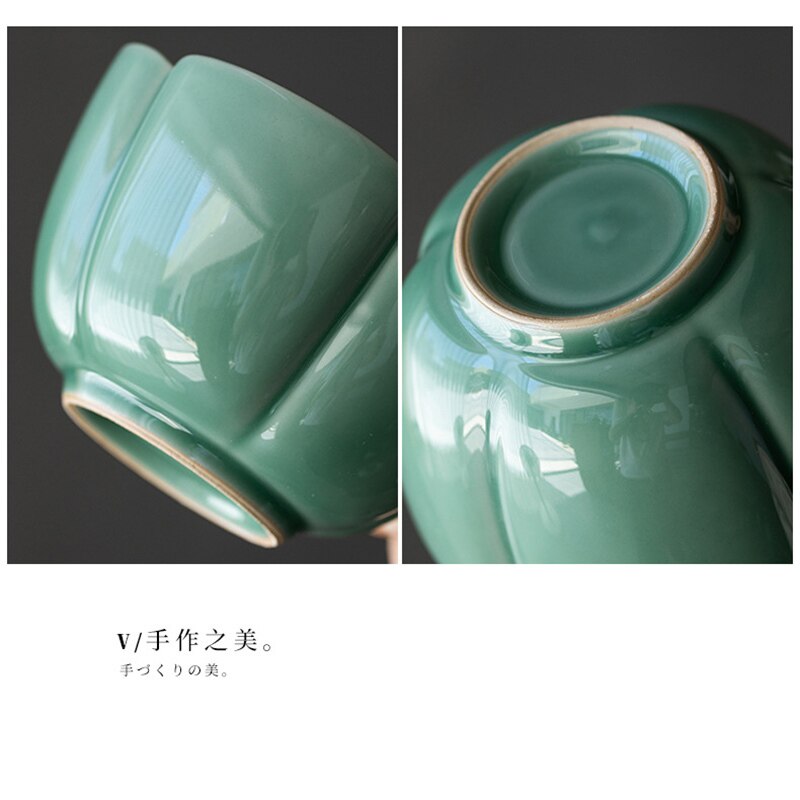 550Ml Yue Kiln Celadon Thee Wassen Kom Handgemaakte Bloem Art Grote Keramische Thee Wassen Kom Huishouden Kung Fu Thee water Cup Jianshui