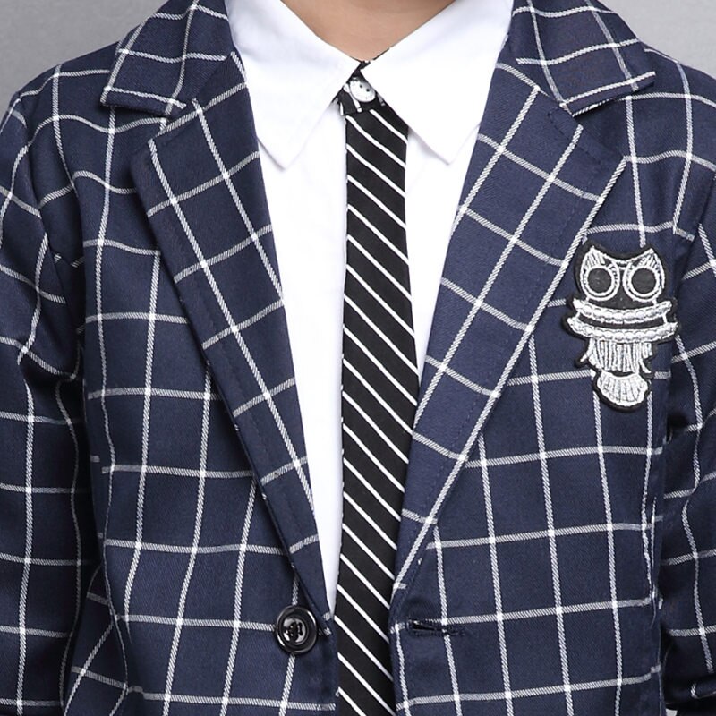 Wedding Kids Suit for Boy Slim Fit Blazer Male Child Suits Teenager Plaid Jakcet Pants 2pc Child Blazer Prom Costume