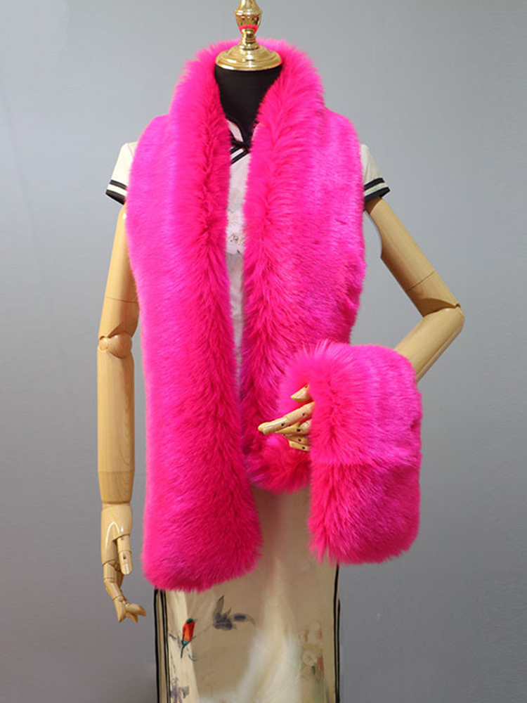 180cm Super Long Faux Fox Fur Scarf Autumn Winter Women Scarf Cosplay Warm Fluffy Shawl Wrap Luxury Scarf: WHITE