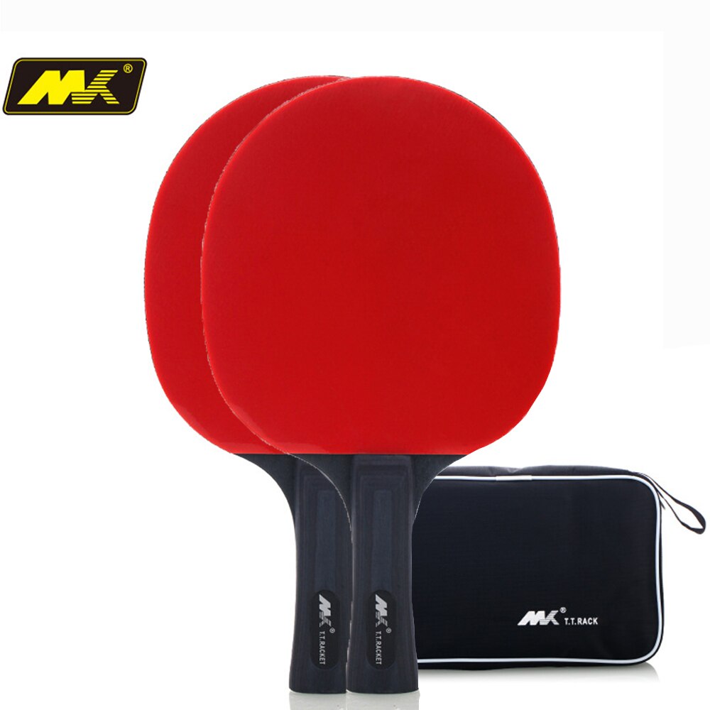 Table Tennis Bat 2pcs 3 Star Racket Double Face Pimples In Long Short Handle Ping Pong Paddle Bat with Good Control: 2 FL Handle
