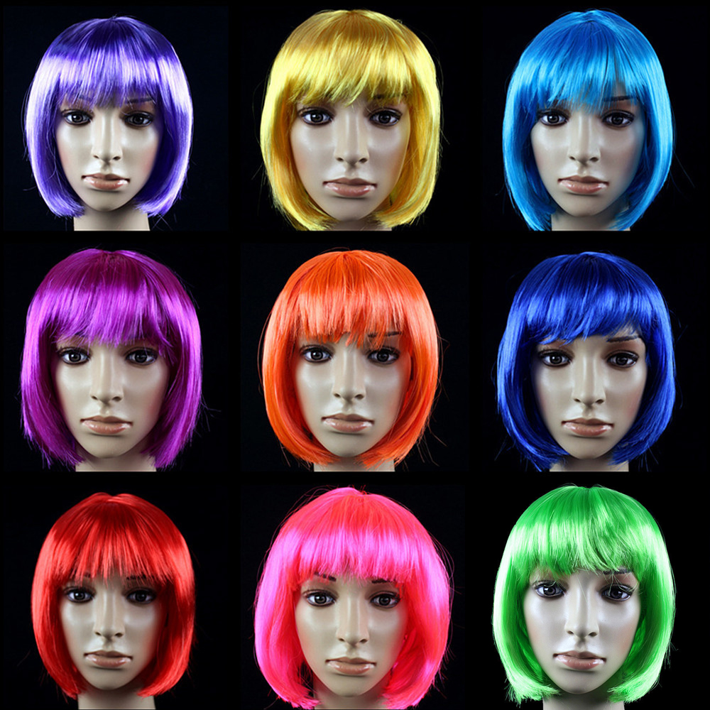 Peluca Bob para mujeres bonitas, pelucas Bob cortas, Natural, Cosplay de Halloween, pelucas de Anime, peluca sintética de colores bonitos para diaria de Navidad