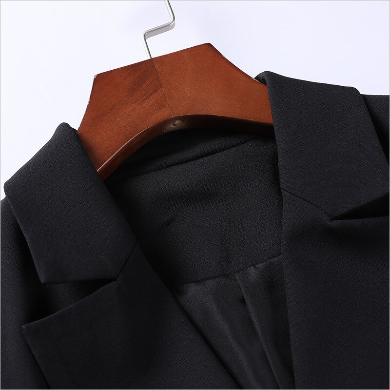Vestido Blazer de manga larga para mujer, Otoño Invierno , chaqueta, abrigo, vestidos ajustados, largo hasta la rodilla, color negro, para oficina