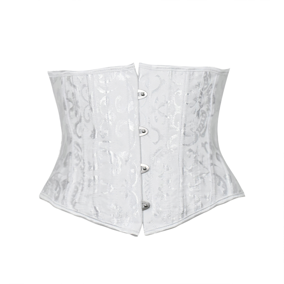 Corsé debajo del busto blanco y negro para mujer, cinturón de talla grande, fajas cortas deshuesadas de acero, moldeadores de cintura adelgazantes, corpiño de ropa gótica: XXXL / Blanco