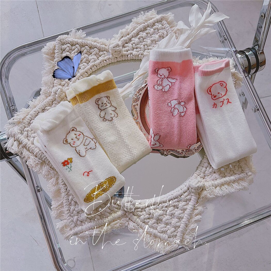 Baby Jongen En Meisjes Cartoon Beer Sokken Zachte Ademende Baby Kids Knie Hoge Lange Sokken Voor Peuter Booties Sokken Kinderen meias