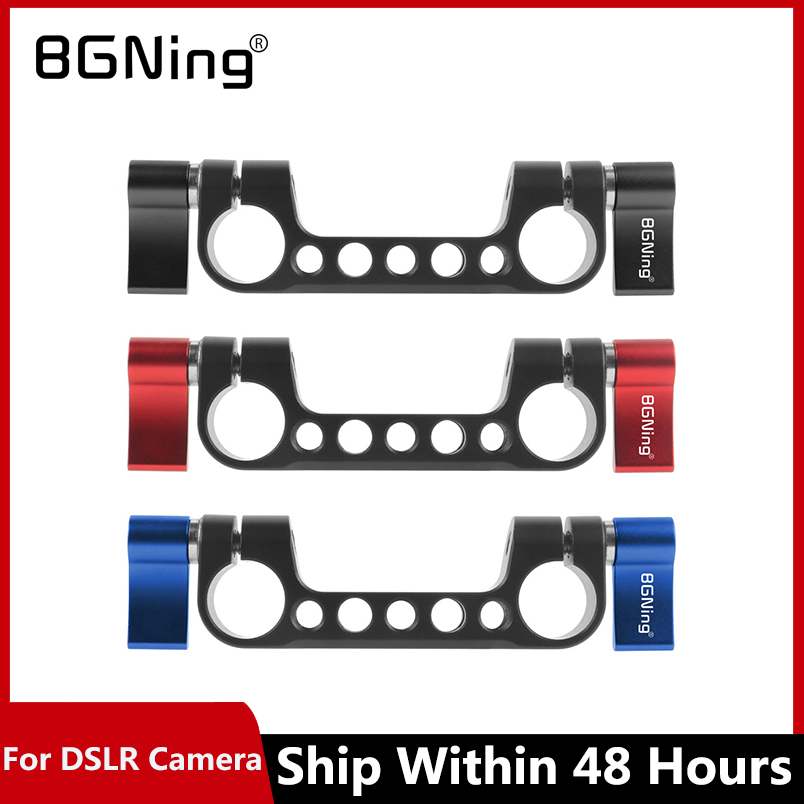 15mm Rail Dual Rod Clamp Mount 1/4 "-20 Draad Knop Schroef voor DSLR Camera Rig Kooi Grondplaat Lens Ondersteuning Fotografie Systeem Kit