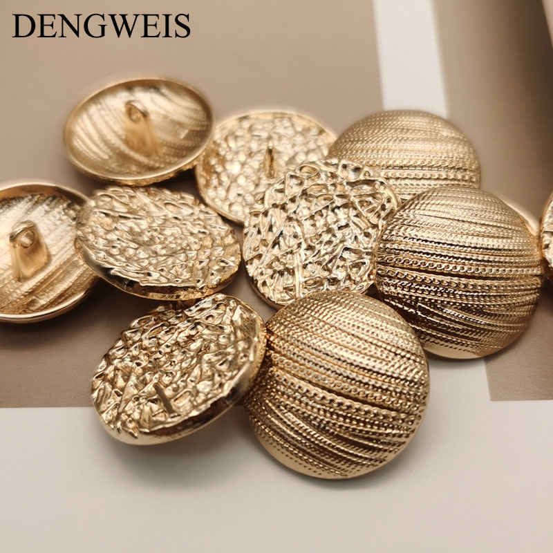 Botones de Metal dorados simples a la para ropa, abrigo, chaqueta, accesorios de costura, botones de costura, , suministros para manualidades DIY, 6 uds.