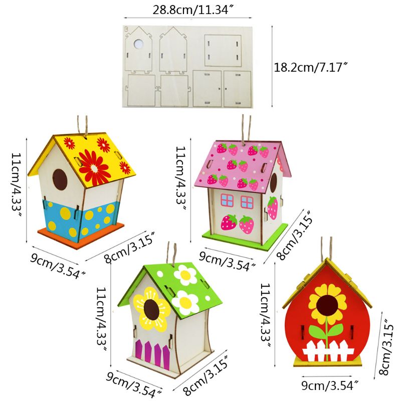 Kit de pintura de casa de pájaros, pinceles de madera para construcción, artesanía