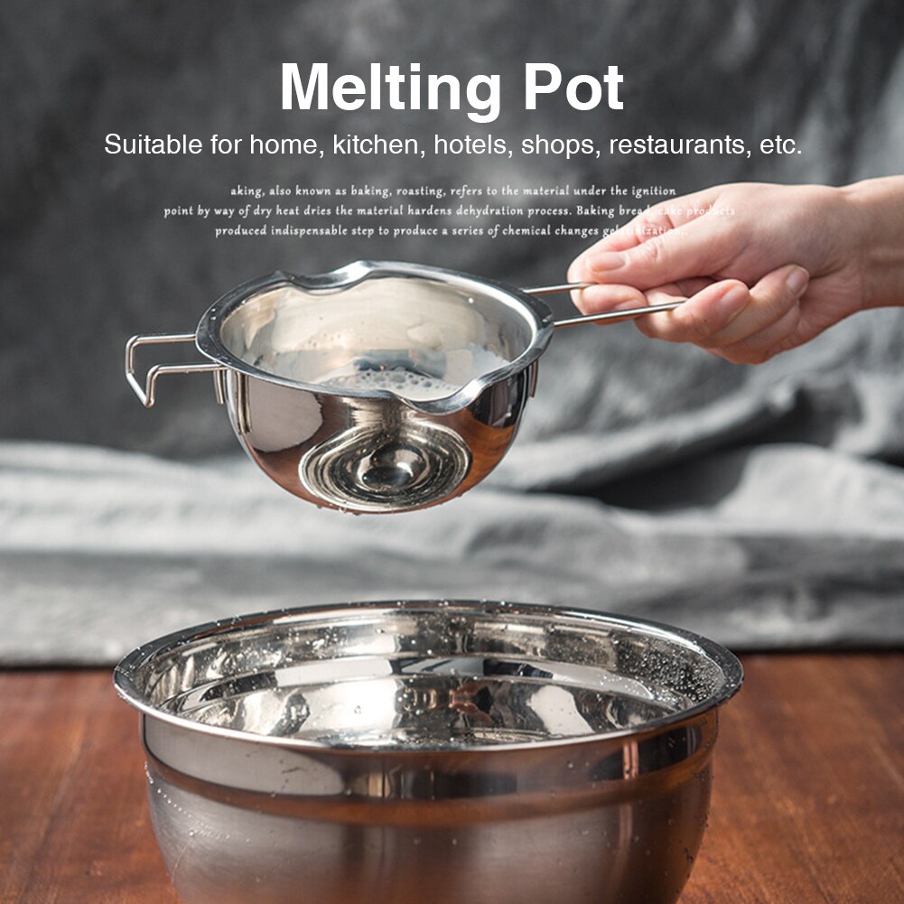 400ML Easy Clean Home Melting Pot Double Boiler Chocolate Candy Pastry Long Handle Stainless Steel Portable Kitchen Baking Tool