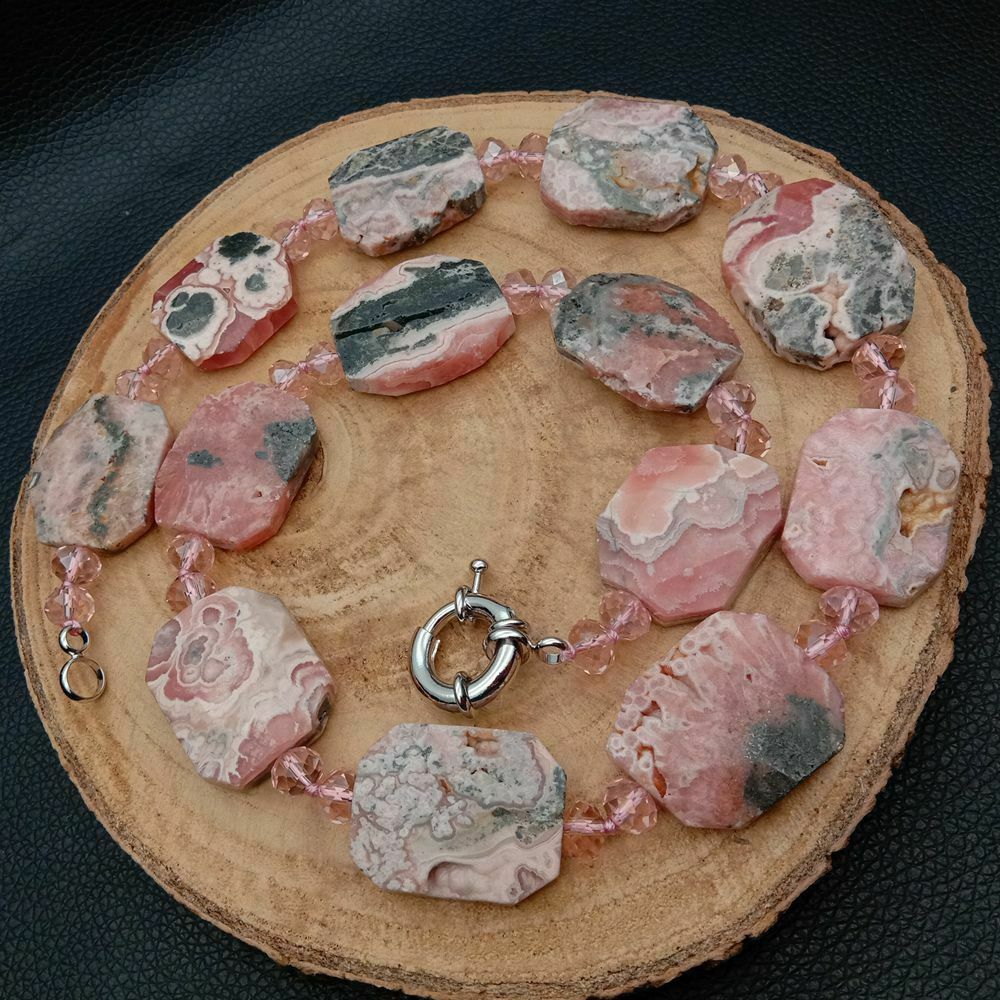 22 ''23x28MM Naturale Rosa Rodocrosite pepita Rosa Collana di Cristallo