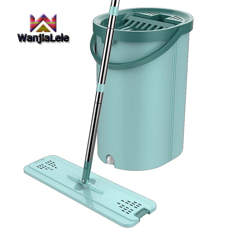 Balai serpillère magique à pression plate automatique directe avec seau pour le nettoyage des sols de la maison/cuisine