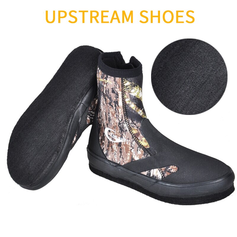 5MM Neopren Tauchen Stiefel Tragen-beständig stromaufwärts Schuhe nicht-Unterhose Angeln Schuhe Tarnung warm Halten Wasser Sport schuhe: stromaufwärts Schuhe / 7