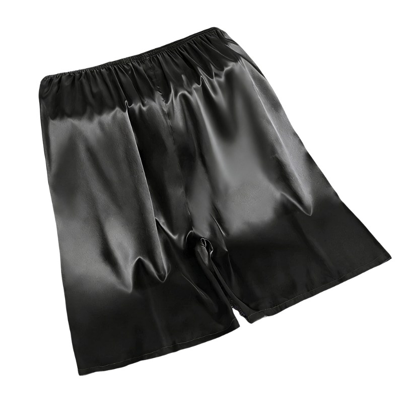 Sexet nattøj til mænd semi-transparente soveshorts elastisk talje silkeagtig loungewear komfort afslappet nattøj pyjamashorts loungebukser: M / Beige
