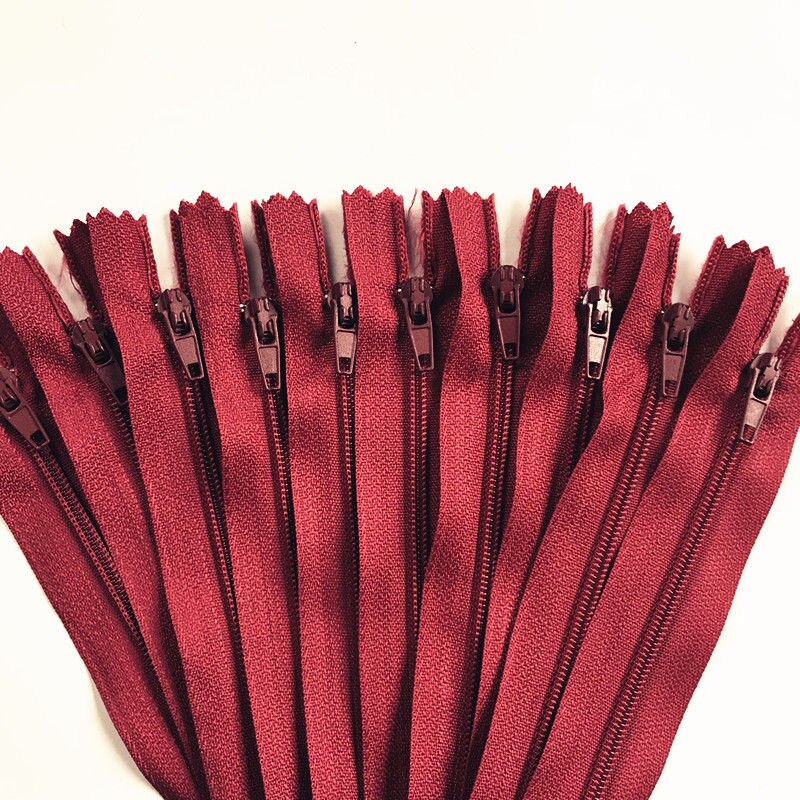 10 Pcs Mix Farbe Lange Unsichtbar Tasche Tailor Kanalisation Reißverschlüsse Geschlossen Ende Schneider Quilt Crafter Nylon Spule 8 Zoll handwerk DIY Zipper: Red Wine