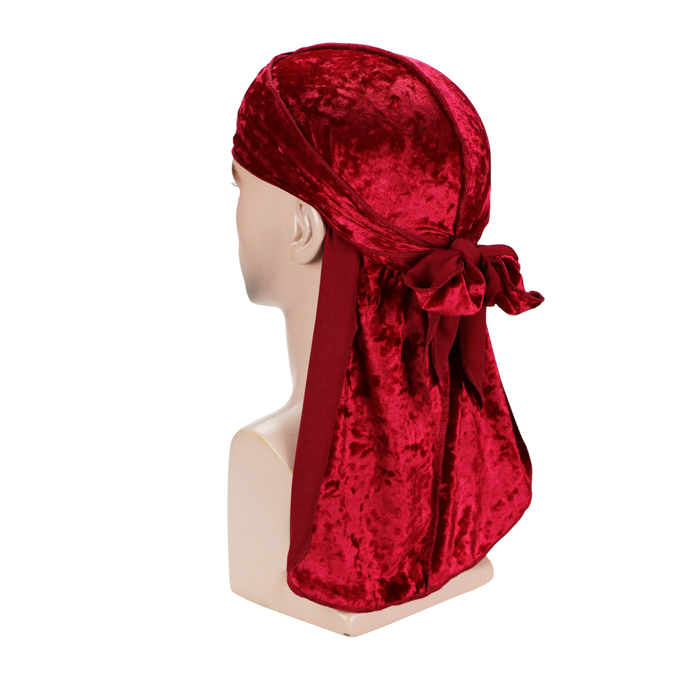 Bandana Durag de terciopelo con diamantes Unisex para hombre, gorro ondulado de cola larga, turbante de trapo Doo elástico para hombre, gorros de Hip-hop