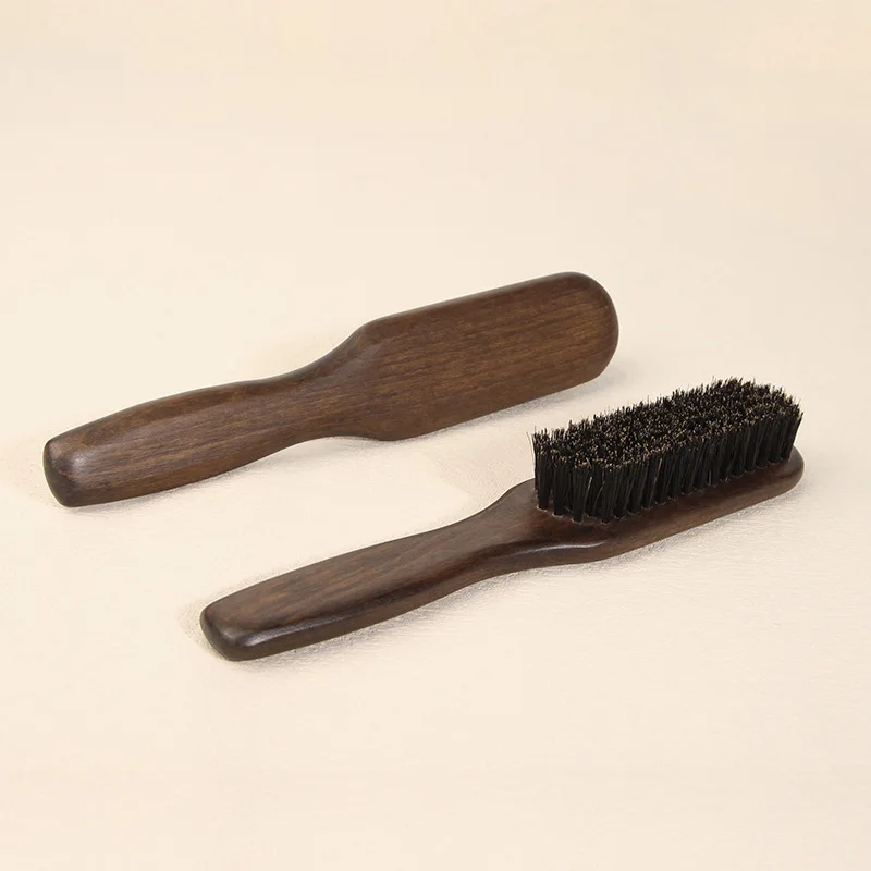Houten Handvat Varkenshaar Baard Borstel Scheren Tool Haarborstel Houten Gebogen Mannen Baard Scheerkwast Kapper Snor Borstels