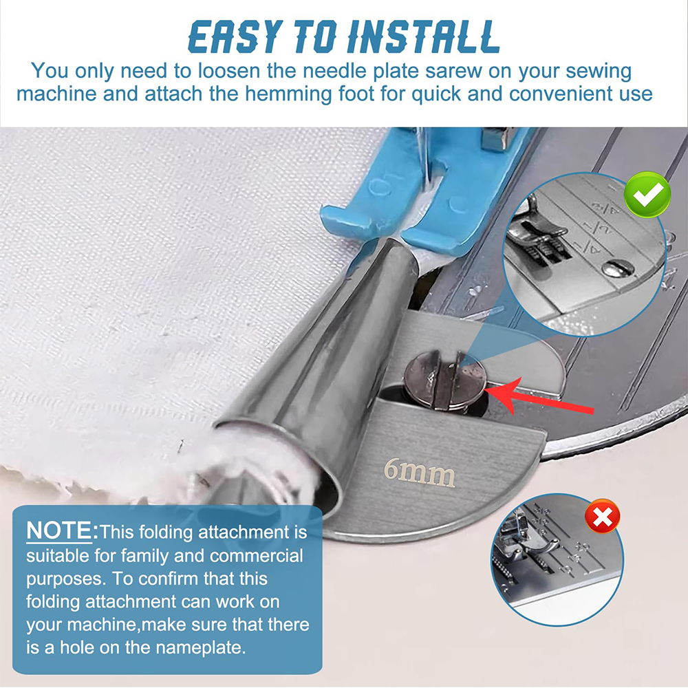 1pc Sewing Rolled Hemmer Foot Sewing Machine Presser Foot Home Industrial Curved Scroll Hemmer Foot for Sewing Machine Tools