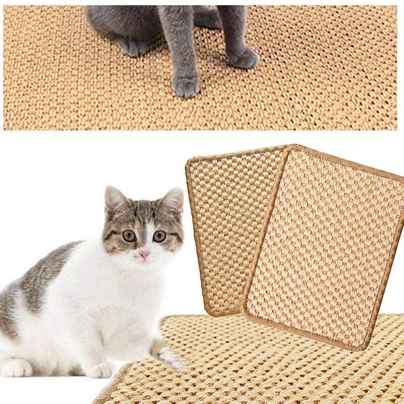 Scratching Mat Natural Premium Woven Sisal Cat Mat Cat Cat Scratch Post Wall Sticker Anti Slip Cat Scratcher Pad for Carpet Sofa