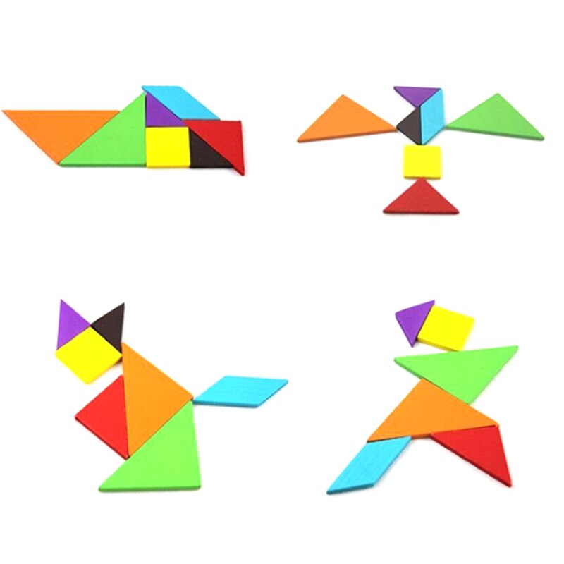 Kinderen Houten Rainbow Kleur Tangram Kids Diy Tangram Houten Puzzel Kid Educatief Speelgoed Kleuterschool Kinderen Zeven Stuk Puzzel