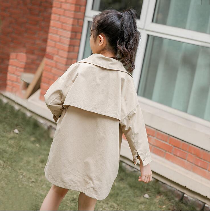 Kaki Meisjes Trenchcoat Lente Herfst Kinderen Jassen Meisjes Mode Kleding Hoogwaardige Bovenkleding Meisjes Jas 3 Te 14 Jaar