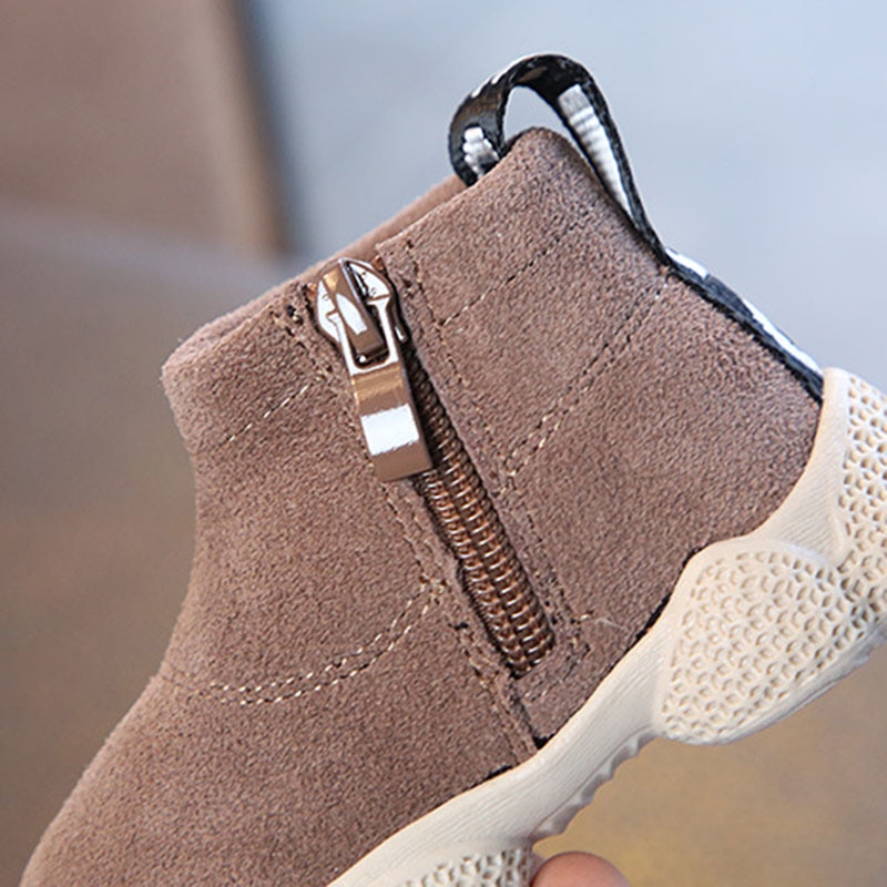 COZULMA – bottines en daim pour enfants, chaussures hautes avec fermeture éclair latérale, taille 15 à 25, collection automne et hiver