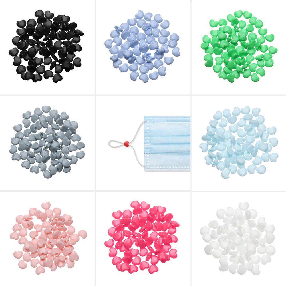 50Pcs Kleurrijke Liefde Hart Siliconen Koord Sloten Zachte Verstelbare Non Slip Stopper Lanyard Gesp Koortjes Schakelt Accessoires