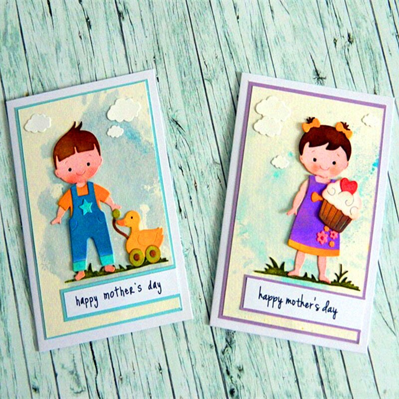 Nueva plantilla troquel de plantillas de corte de Metal encantador para niño y niña, plantilla para álbum de recortes, tarjeta, decoración en relieve, DIY, de artesanía metálica