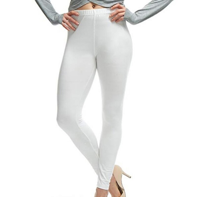 Damen-sporthose, lässig, hoher bund, elastisches material, einfarbig #39 damen-sport-, fitness- und laufhose: Weiß / L
