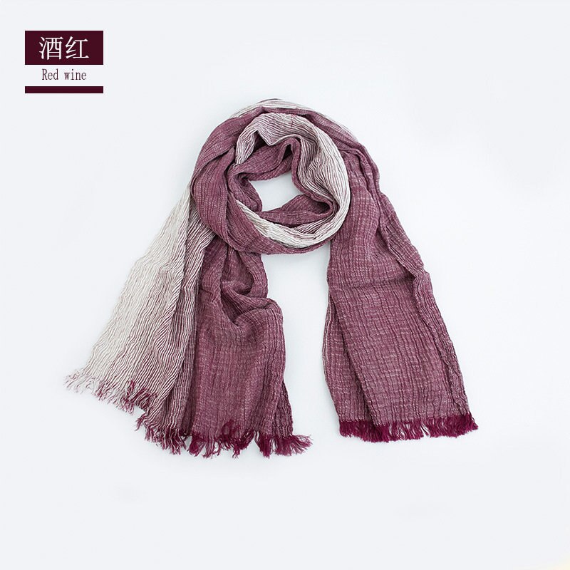 Unisex Men Women Ombre Shawl Spring Summer Cotton Blend Gradient Scarves Hijab Casual Male Scarves Crinkle Global Scarf YG367: YG36710