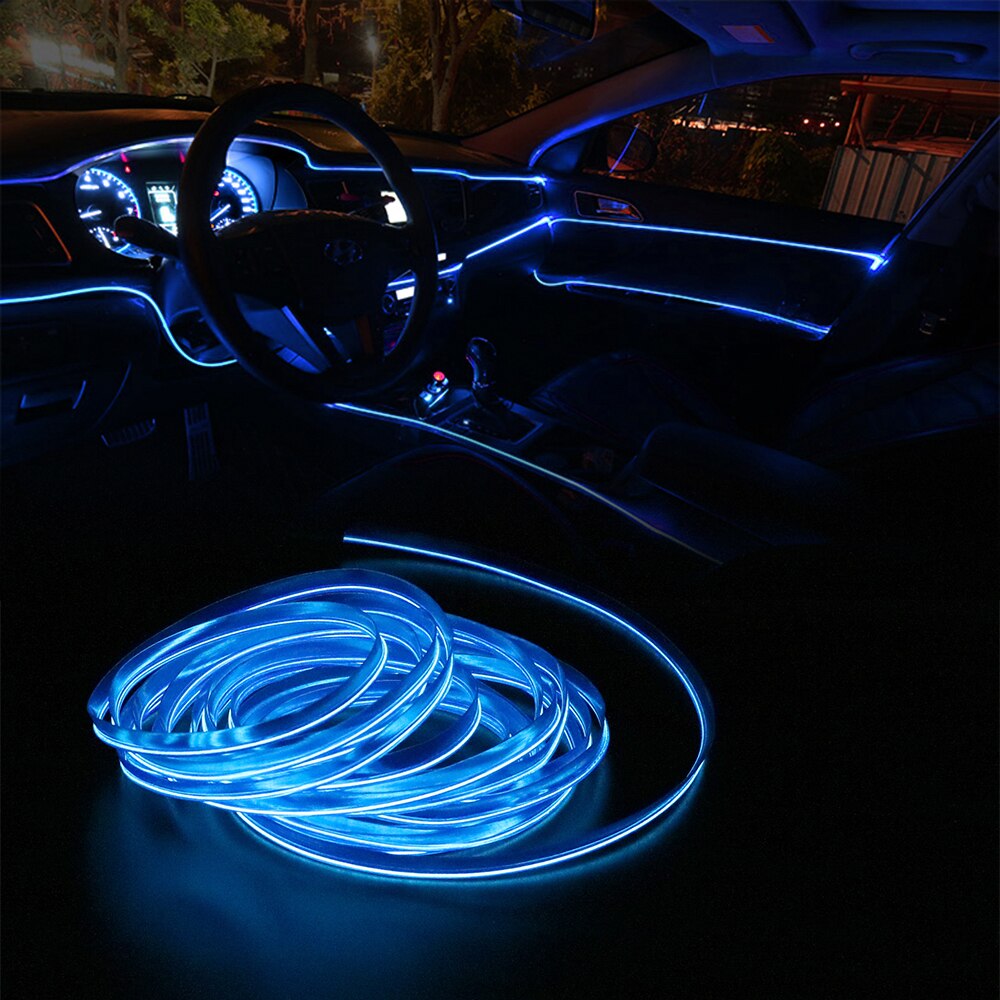 3m Auto LED Strips Decoratie Strip 12V Flexibele Neon EL Draad Touw Indoor Universele Interieur LED Auto Licht strip voor Auto Auto